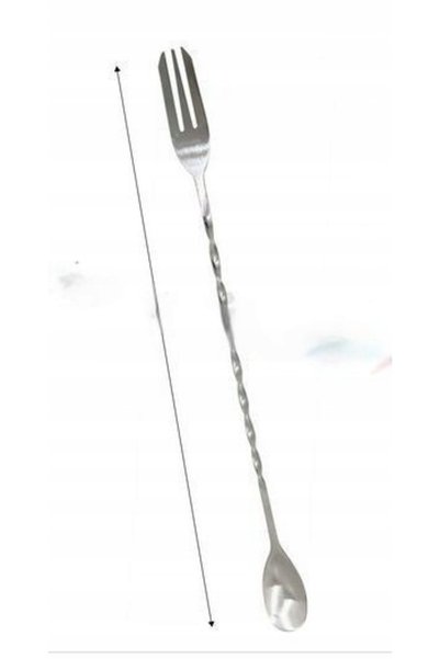 NO BRAND BAREQ Lingură de bar cu furculiță 50 cm oțel