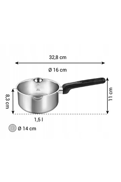 TESCOMA Oală rotundă BRAVA cu două ciocuri ø 16 cm, 1.5 l