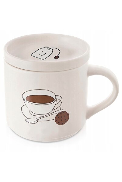 Orion CANĂ DE PORȚELAN CU CAPAC PENTRU CAFEA ȘI CEAI, CU INFUZOR, CADOU, 420 ml