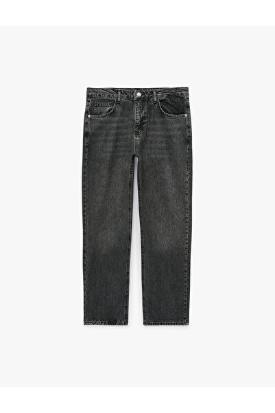 Koton Cotton Pocketed Vintage Straight Fit Jean Trousers