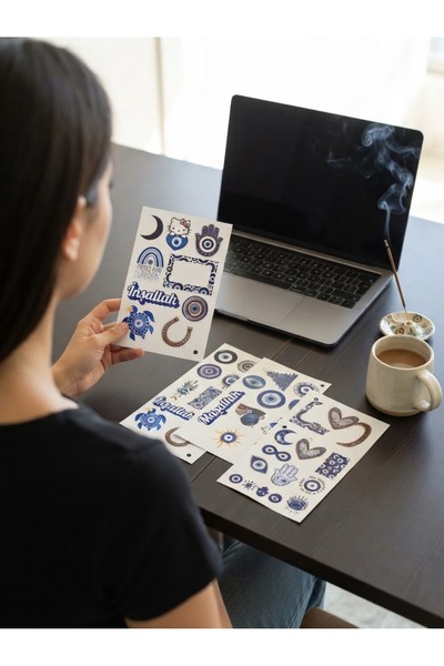 TT sticker 35 Pieces Evil Eye Sticker Set Bullet Journal Agenda Laptop Phone Packaging Gift Blue Sticker Evil Eye Bead Sticker