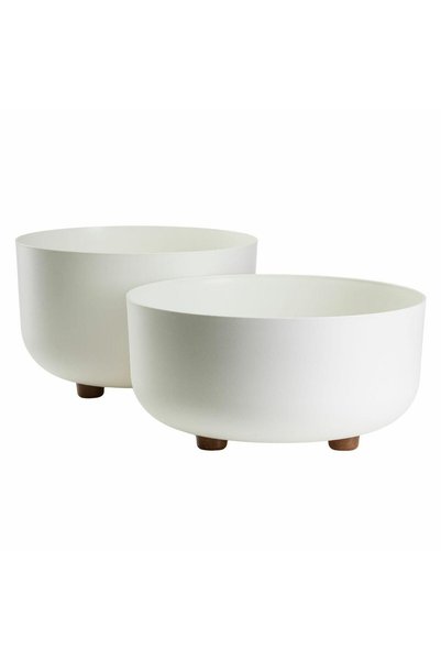 HowHomely SET DE GHIVECE ROTUNDE PE PICIOARE, cu huse de plastic de culoare c...