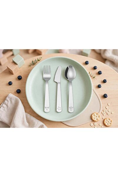 IKEA Çelik Çocuk Çatal Kaşık Bıçak Seti +3 Yaş