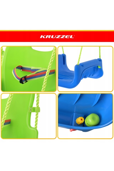 KRUZZEL Leagăn tip coș pentru copii, de exterior, 3-în-1, robust, pentru grăd...