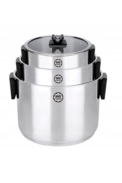 MG HOME Set de vase de gătit din oțel inoxidabil cu mânere pliabile, pentru i...