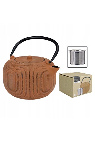 Koopman Ceainic din fontă maro, 1 l, ceainic pentru prepararea plantelor medi...