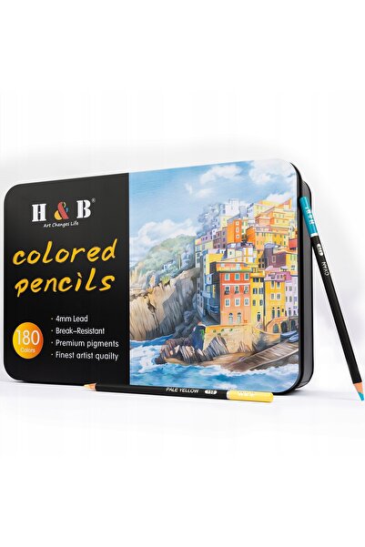 RAGI Set de creioane de desen premium mari și creioane colorate în cutie meta...