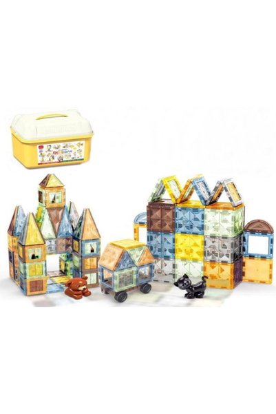 Norimpex Set mare de cuburi magnetice, 108 de piese, cu animale – creativ