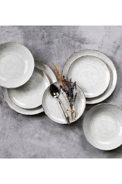 Lubiana Set de cină Kerajet Farfurii 6os 18 piese 9015 Rayado