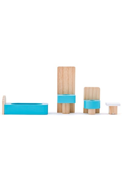 Woody Woodyland Căsuță de păpuși din lemn, Vilă cu 2 etaje + Mobilier