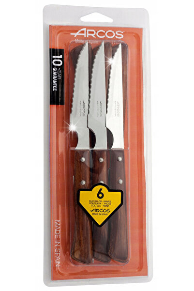 arcos CUȚIT PENTRU FRIPTURĂ CU MÂNER DE LEMN FOREST DŁ. 110/220 MM - SET DE 6...