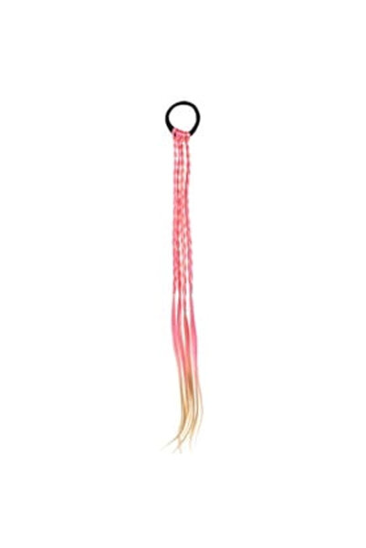OEM Elastic Par Negru cu 4 Suvite Codite Roz Blond pentru Copii 46cm