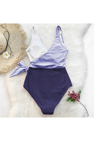 NO BRAND Costum de baie întreg damă mărimea M lila bleumarin alb modelator