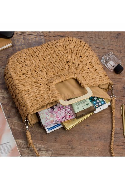 NO BRAND Geantă coș mare bej, de damă, de vară, stil boho, tip poștaș, împlet...