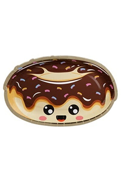 OEM Farfurii din Carton Donuts Colorate cu Folie Aurie 22cm - 6buc
