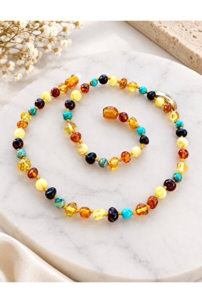 NİSSBEBE Certified Original Drop Amber Baby-Child Necklace and Adult Turquois...