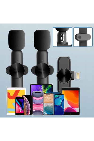 NO BRAND Kit 2 bucăți Microfon Wireless cu Clemă iPhone Lightning