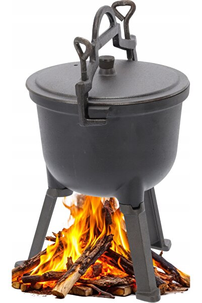 gardenline Cazan din fontă de 5L pentru foc de tabără și grătar