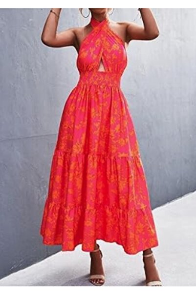 NO BRAND Rochie impecabilă cu decolteu elegant, roz
