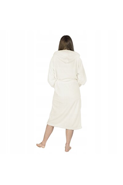 Onesies Halat de casă de damă, alb, moale, elegant, cu glugă, cu imprimeu urs.
