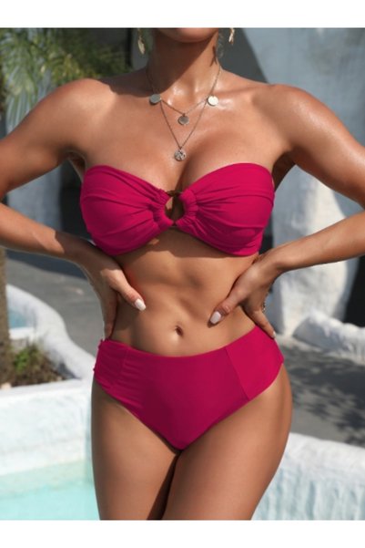 NO BRAND Costum de baie din două piese, elegant, roz, bikini bandeau, S