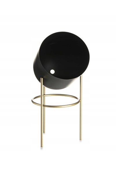 HowHomely Jardinieră metalică neagră cu aspect auriu, verticală, cu capac, pe...
