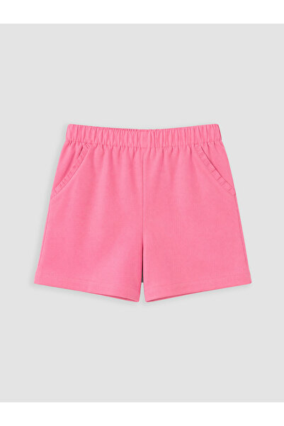 LC Waikiki Özmarka New Season Pink Elastic Waist Poplin Girls' Shorts