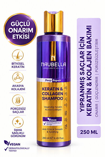 Dökülme Karşıtı Kolajen ve Keratin Şampuan 250 ml Tüm Saç Tipleri Için