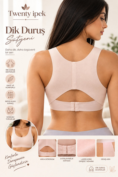twenty ipek Women's Upright Posture Support Breast Gathering Corset Bra with ...