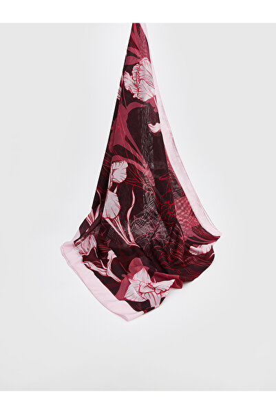 LC Waikiki Alita City Lcw Modest Burgundy Voile Patterned Women's Shawl with ...