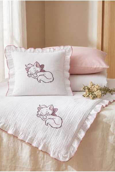 İK TEKSTİL Cat Embroidered Muslin 4-Piece Baby Set