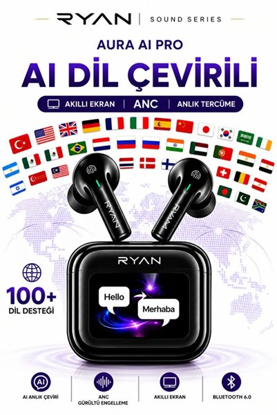 Genel Markalar Ryan Aura AI Pro Yapay Zeka Destekli Çeviri Kulaklığı – 100+ D...