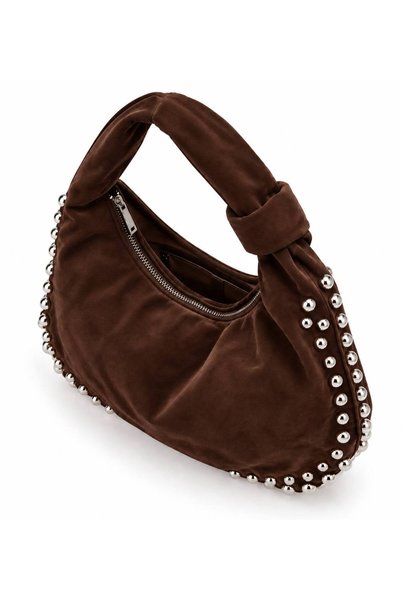 Neli Elegant Women's Suede Bag with Metal Bead Detail
