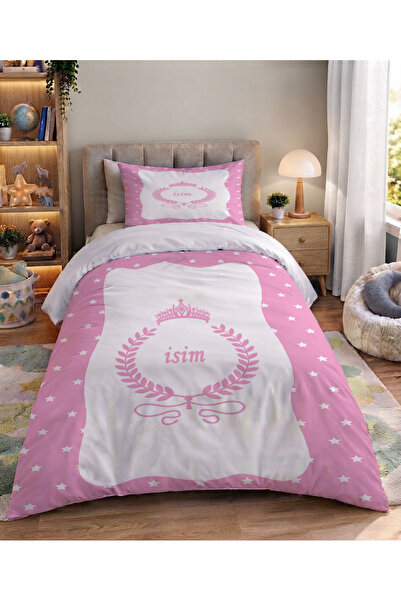 Şen Dekorasyon Pink Princess Crowned Children's Duvet Cover Set