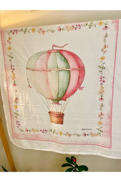 Parlova Balon çok amaçlı müslin örtü, %100 pamuk, 85X90 cm
