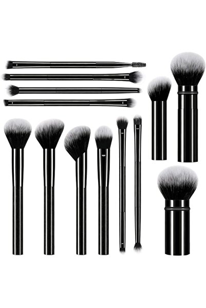 Novax 13 Pcs Makeup Brush Set, Black Design Kabuki Makeup Brushes, Contour Br...