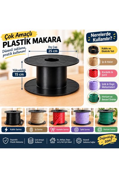 Kablo, İp, Tel ve Kurdeleler İçin Çok Amaçlı Plastik Sarma Makara