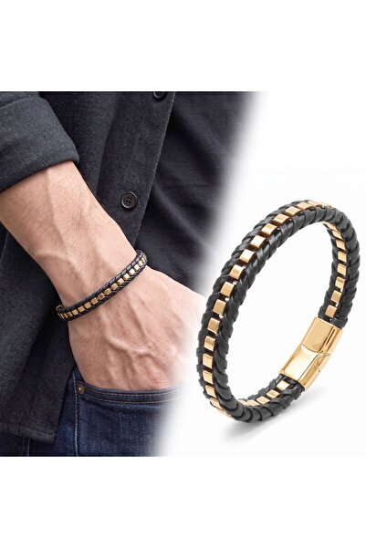 FM 💎   Premium Shiny and Stylish Yellow Black Leather Weave and Albanian 316...
