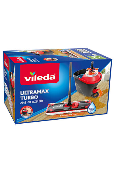 Vileda Ultramax Turbo 2’si 1 Arada Pedallı Temizlik Seti, Mikrofiber Paspas v...