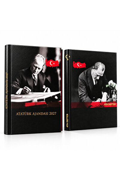 Coverzone Atatürk Ajandası 2027 + Ata Defter Σετ 2 τεμαχίων, Σκληρόδετο ημερο...