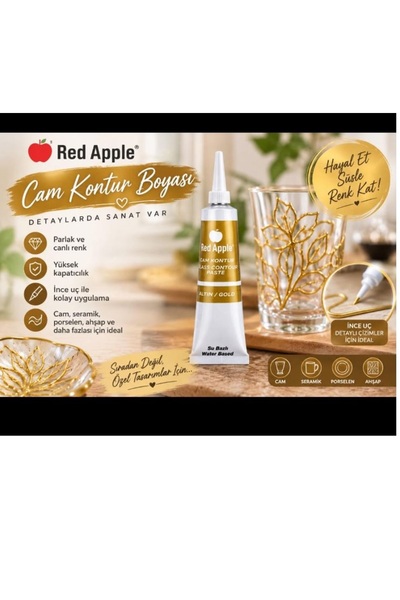hobi market art Cam Kontur Boyası 20 ml. Altın