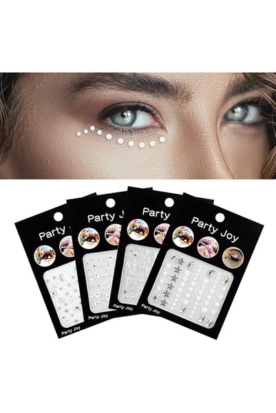 HaveLovely 4 Sheets Festival Face Gems Stick on, Self Adhesive Face Jewels St...