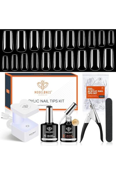 modelones Store modelones Nail Tips and Glue Gel x Nail Kit - Gel Nail Glue N...