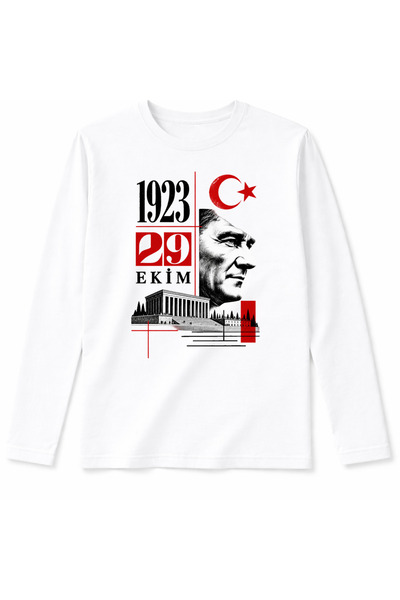 Efendioğlu Design Long Sleeve 29 October Anıtkabir Ataturk and Moon Star Desi...