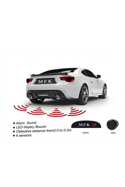 Mfk Park Sensörü 4 Sensörlü 18 mm Sesli Led Ekranlı Geri Görüş Park Sistemi (...