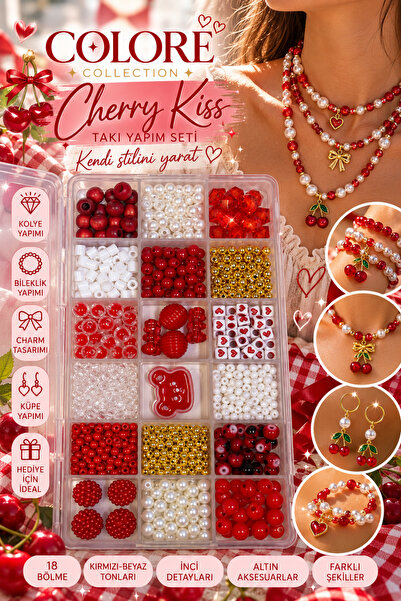 By MO Accessories ❤️ By Mo Coloré Collection Cherry Kiss – Kırmızı Beyaz İnci...