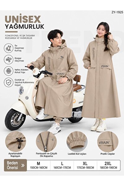 BABUN Siyah Bej Reflektörlü Rüzgar Su Geçirmez Kadın Erkek Unisex Bisiklet Mo...
