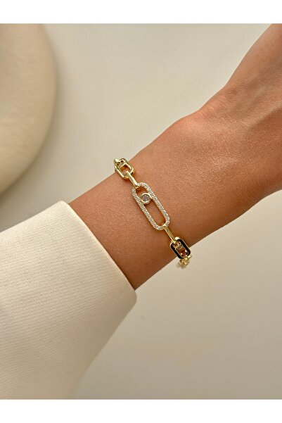 YOUES JEWELRY CM Lüx 14K Altın Renk Premium Kuyumcu Model Bileklik Altın Kapl...