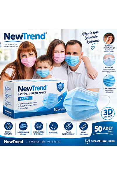 STYLENEST LASTİKLİ CERRAHİ MASKE 1 KUTU 50 ADET