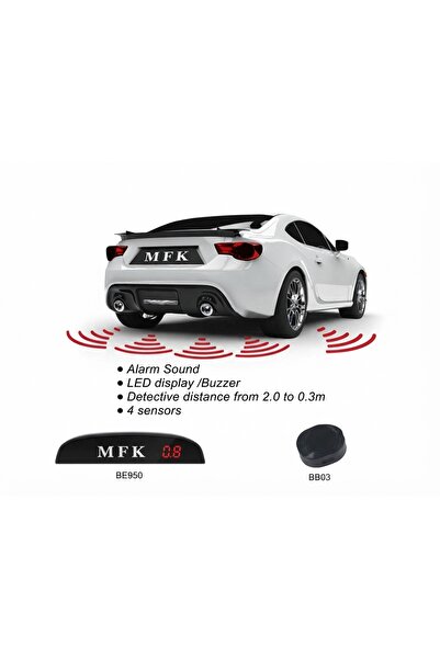 Mfk Park Sensörü 4 Sensörlü 22 mm Sesli LED Ekranlı Geri Görüş Park Sistemi (...